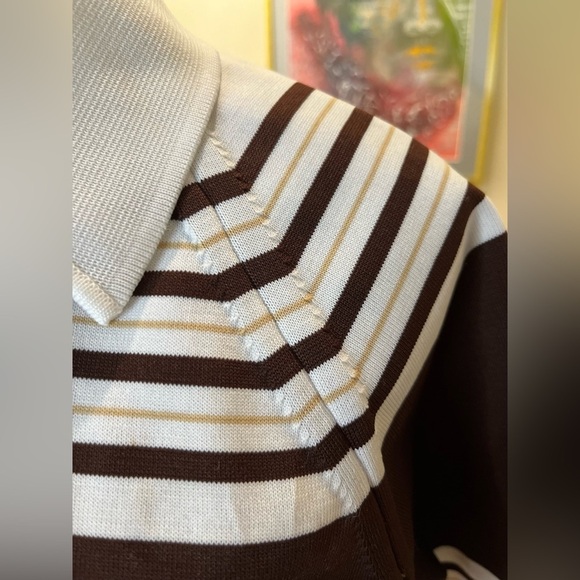 Vintage 70’s Golf  Shirt 👕,buttoned, brown/white/tan stripe, short sleeve. - Picture 5 of 6
